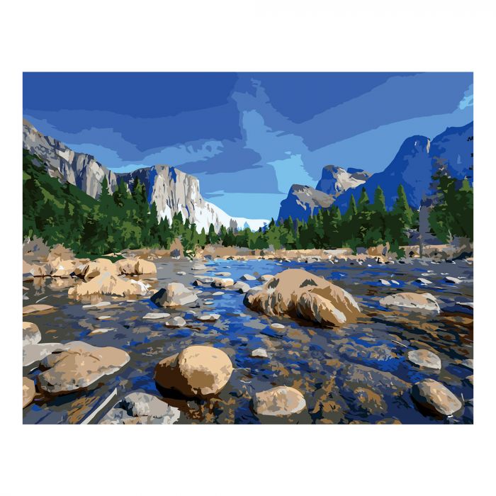 Картина за номерами Strateg Гори навесні на кольоровому фоні розміром 40х50 см (VA-2528)