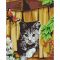 Картина за номерами Strateg ПРЕМІУМ Котик та метелик біля паркану з лаком та з рівнем розміром 40х50 см (SS6451)