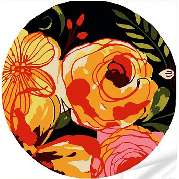 Вініл за номерами Strateg ПРЕМІУМ Рожево-жовті квіти розміром 30х30 см (GP-11)