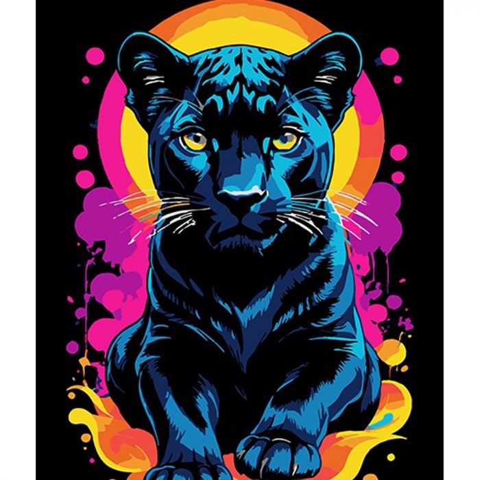 Набір для розпису по номерах Яскравість пантери Strateg на чорному фоні розміром 30х40 см (FH-18)