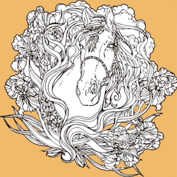 Набір для розпису-антистрес Strateg Кінь у квітах розміром 30х30 см  (JCEE37113)