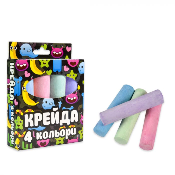 Крейда Велика кругла - 4 штуки Strateg різнокольорова (50115)