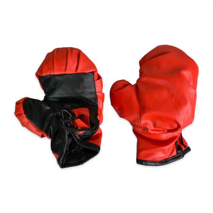 Боксерський набір червоно-чорні  рукавички та лапа  Strateg   (2085)
