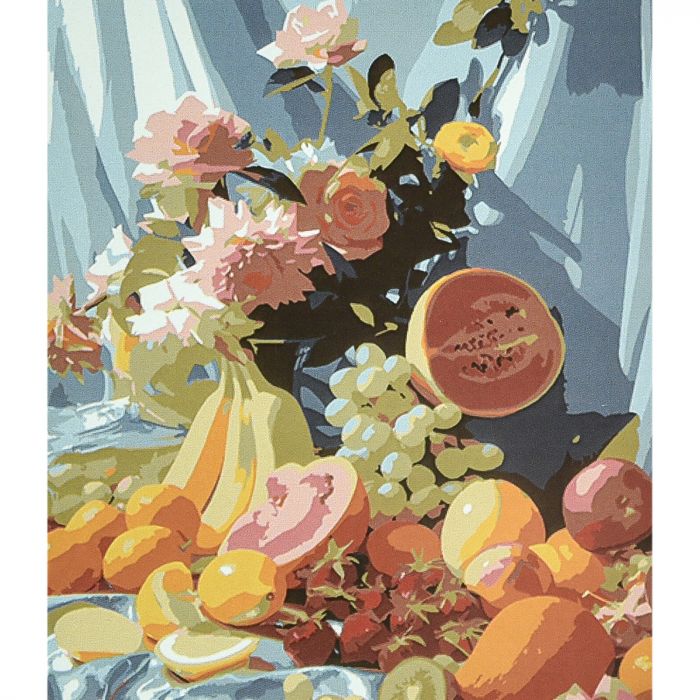 Картина за номерами Strateg ПРЕМІУМ Літня гармонія на столі з лаком та рівнем розміром 40х50 см (VA-4660)