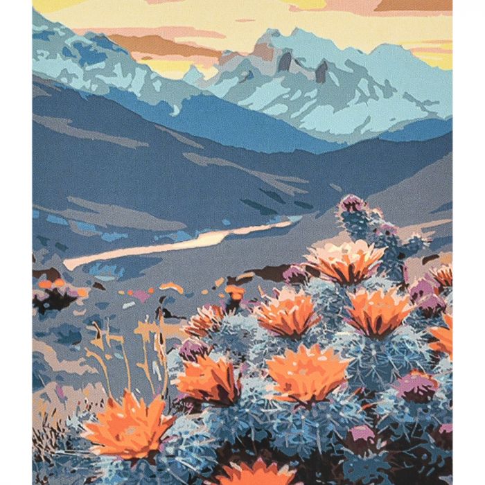 Картина за номерами Strateg ПРЕМІУМ Цвітіння в гірській тиші з лаком та рівнем розміром 40х50 см (VA-4681)