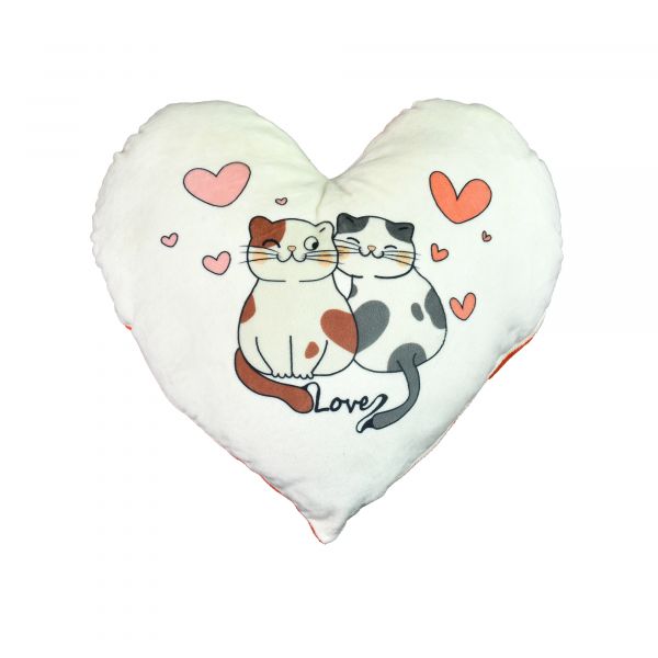 Подушка плюшева Серце "Закохані котики" розмір 44*40 см червона (60759)