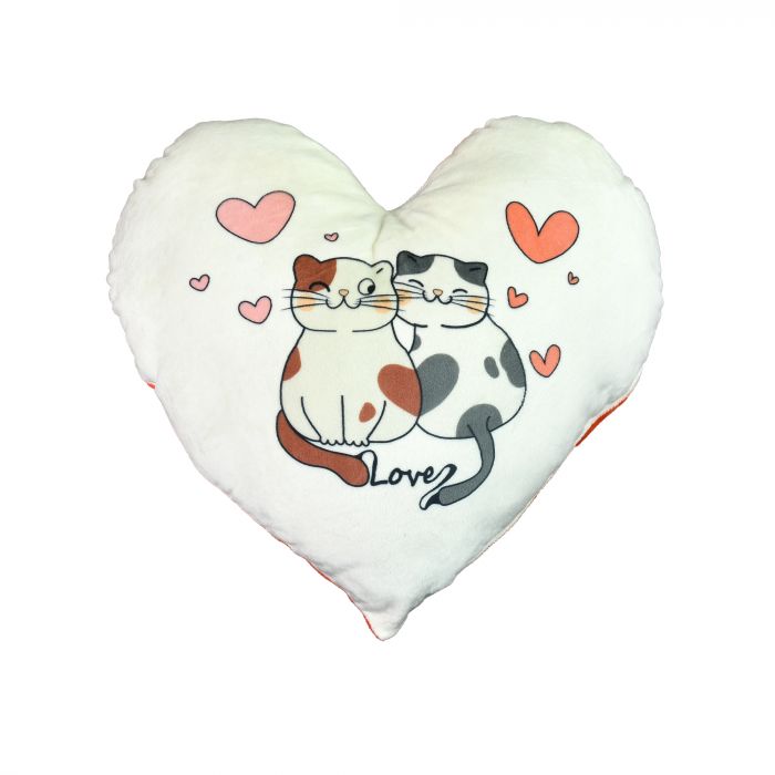 Подушка плюшева Серце "Закохані котики" розмір 44*40 см червона (60759)