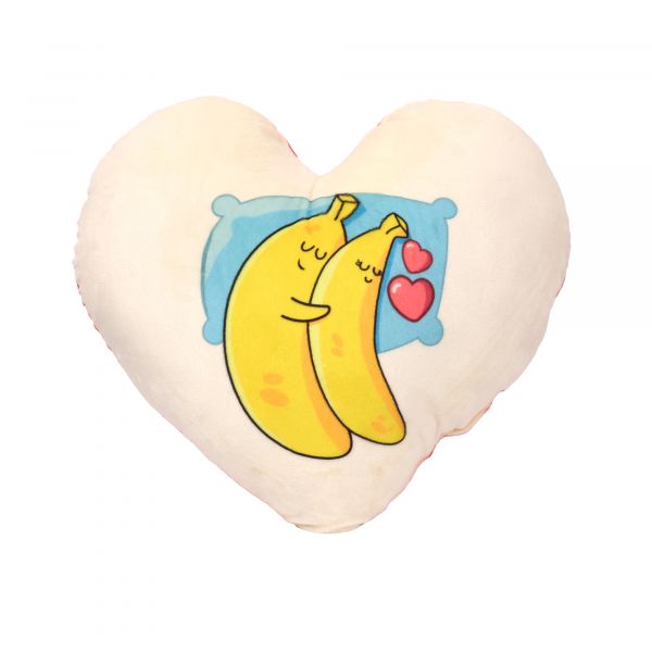 Подушка плюшева Серце "Банани в обіймах" розмір 44*40 см червона (60760)