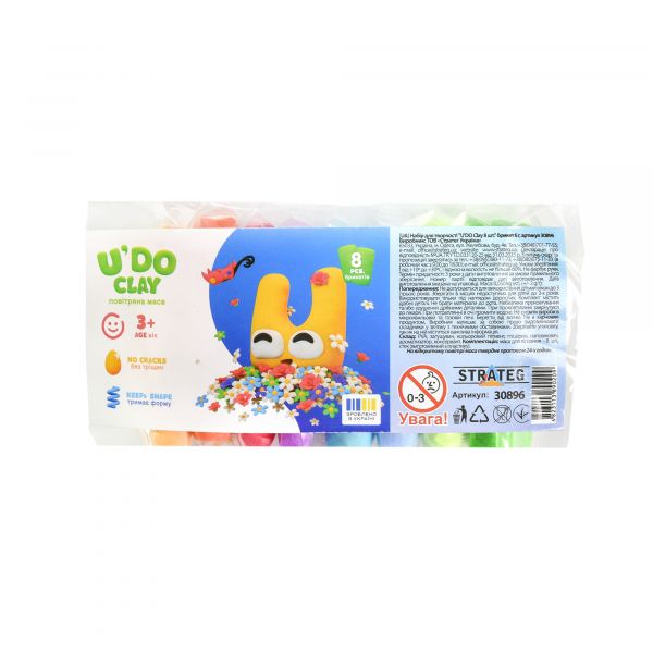 Набір для творчості "U'DO Clay 8 шт." брикет 6 г Strateg (30896)