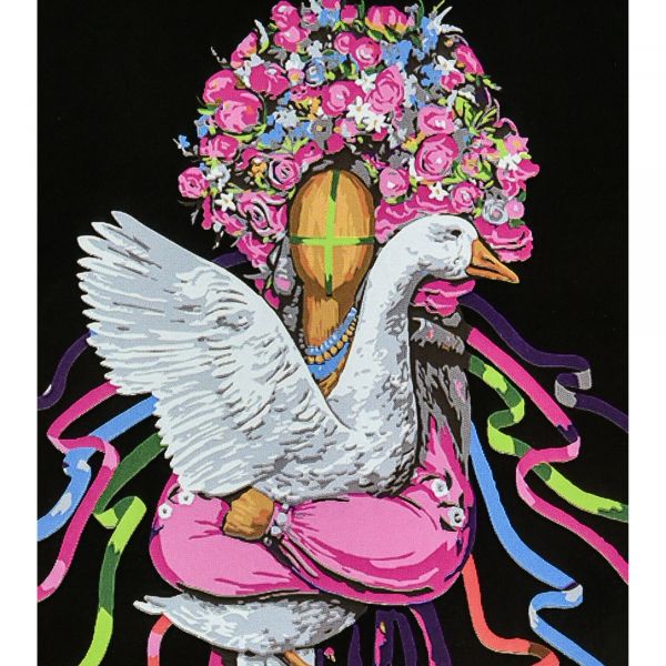 Картина за номерами Strateg ПРЕМІУМ Господарка на чорному фоні з лаком розміром 40х50 см (AH1141)