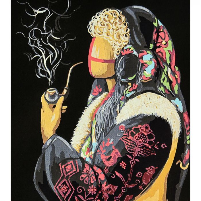 Картина за номерами Strateg ПРЕМІУМ Ладанна на чорному фоні з лаком розміром 40х50 см (AH1145)