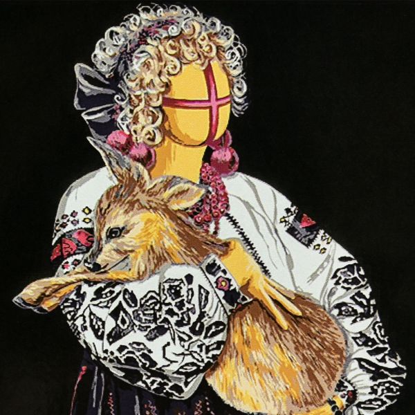 Набір для розпису по номерах Пригорнута Strateg на чорному фоні розміром 40х40 см (AV4040-86)