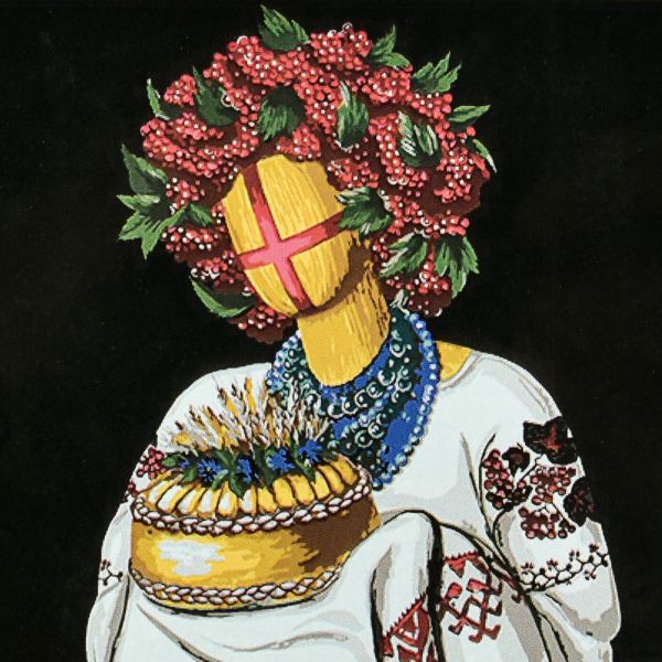 Набір для розпису по номерах Гостинна Strateg на чорному фоні розміром 40х40 см (AV4040-88)