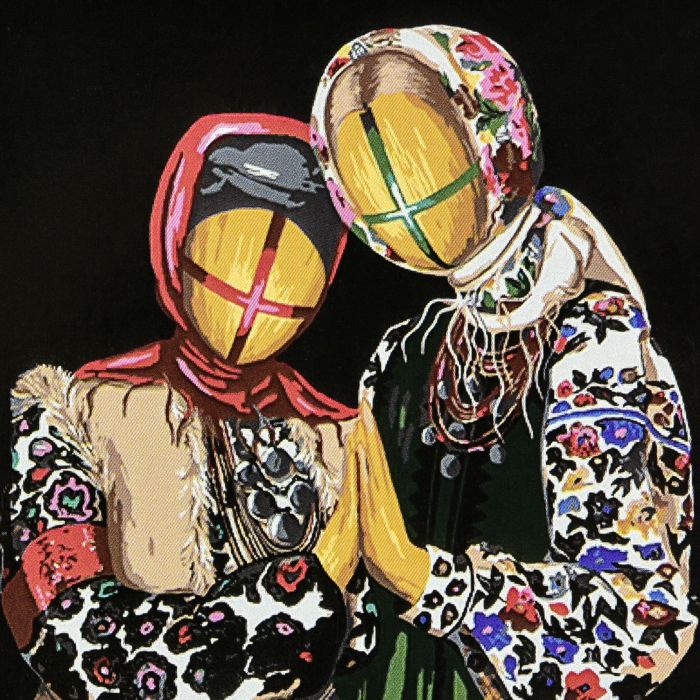 Картина за номерами Strateg ПРЕМІУМ Разом на чорному фоні з лаком розміром 40х40 см (AV4040-90)