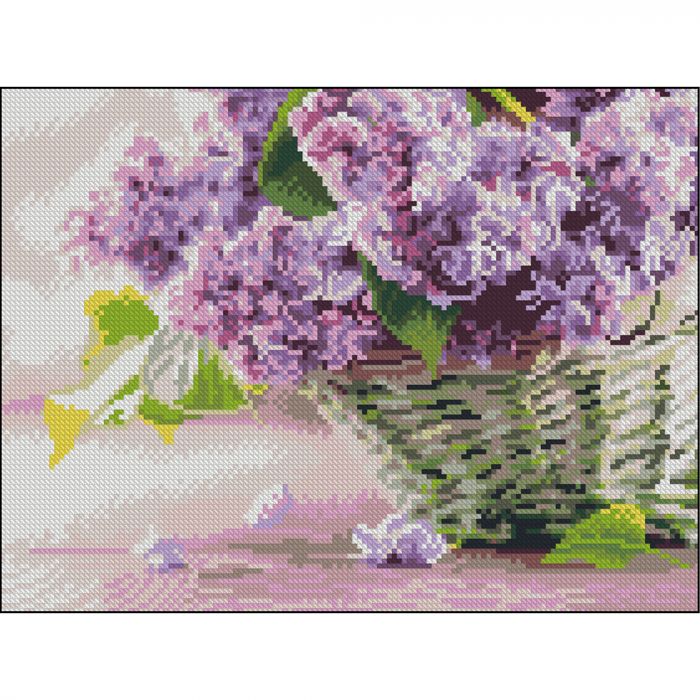 Алмазна мозаїка Strateg ПРЕМІУМ Бузок без підрамника розміром 30х40 см (ZAV3040-37)