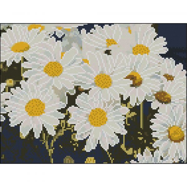 Алмазна мозаїка Strateg ПРЕМІУМ Ромашкове поле без підрамника розміром 30х40 см (ZAV3040-55)