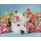 Алмазна мозаїка Strateg ПРЕМІУМ Собака в квітах без підрамника розміром 40х50 см (ZAV4050-26)