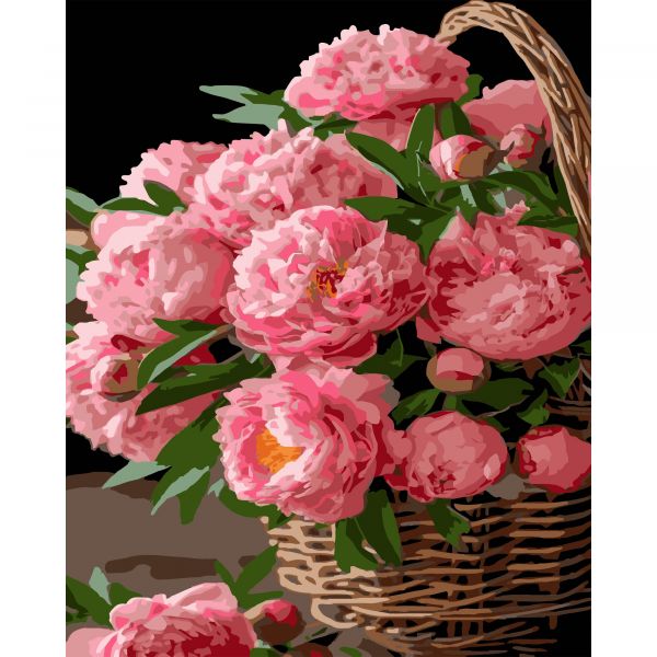 Картина за номерами Strateg ПРЕМІУМ Квіткова радість на чорному фоні розміром 40х50 см (AH1152)