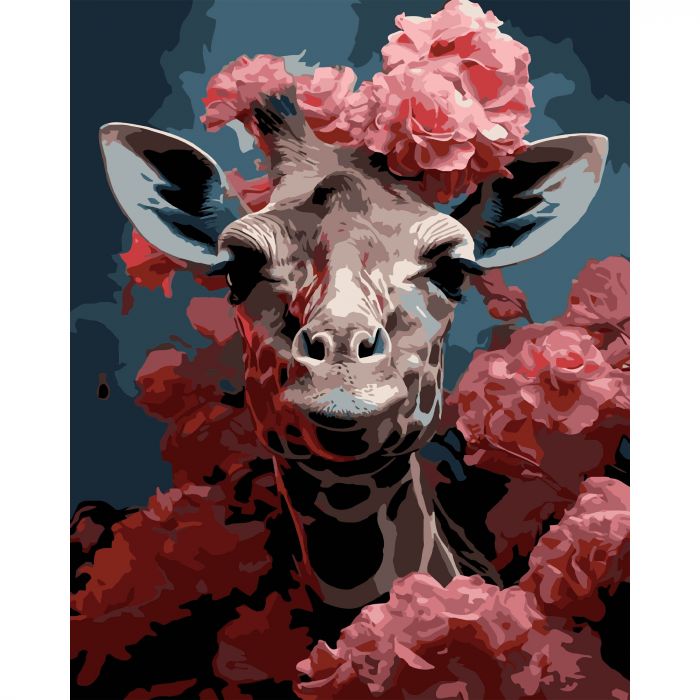 Набір для розпису по номерах Савана в цвіті Strateg на чорному фоні розміром 40х50 см (AH1153)