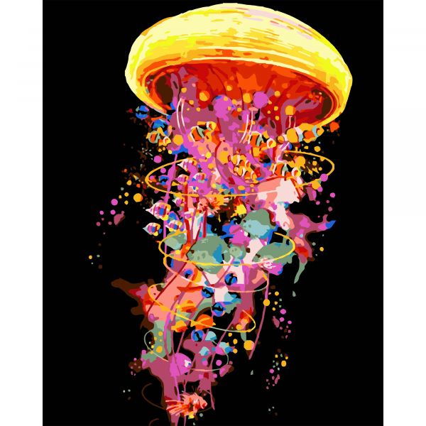 Набір для розпису по номерах Пульс океану Strateg на чорному фоні розміром 40х50 см (AH1167)