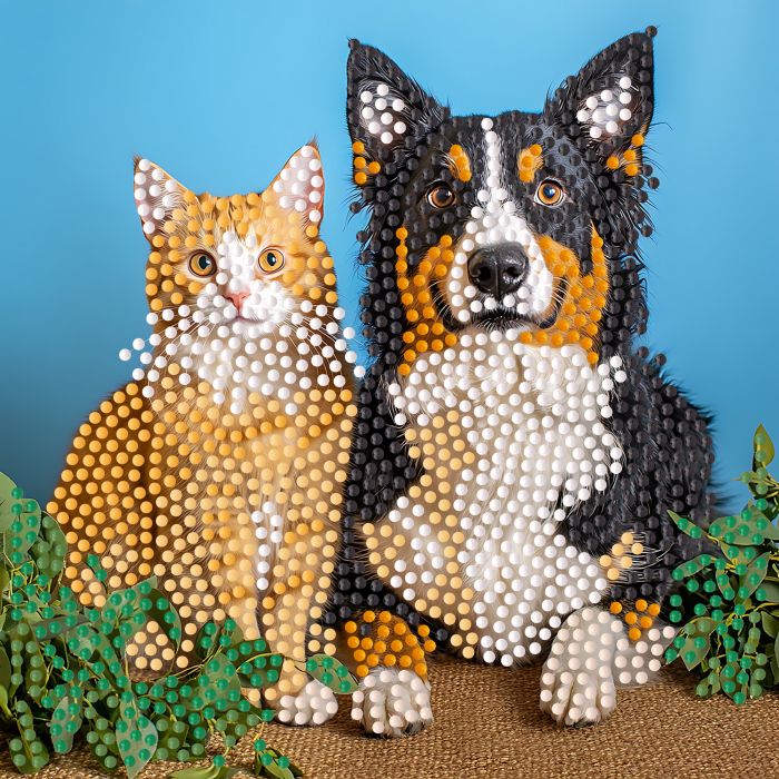Алмазна мозаїка Strateg ПРЕМІУМ Домашні улюбленці на паперовій основі розміром 18х18 см (ZAV1818-19)