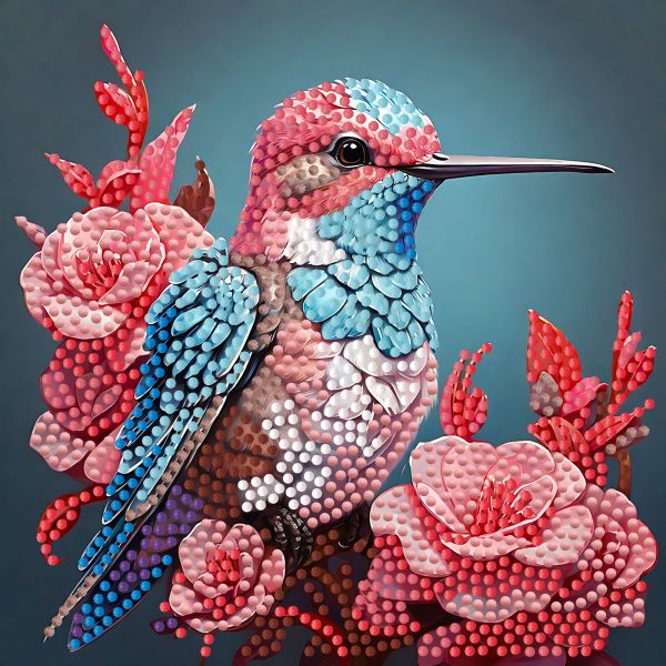 Алмазна мозаїка Strateg ПРЕМІУМ Маленька пташка на паперовій основі розміром 18х18 см (ZAV1818-20)