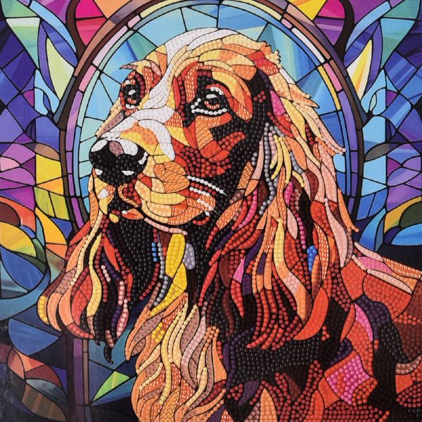 Алмазна мозаїка Strateg ПРЕМІУМ Вірний пес розміром 30х30 не повна викладка (DEEX16302)