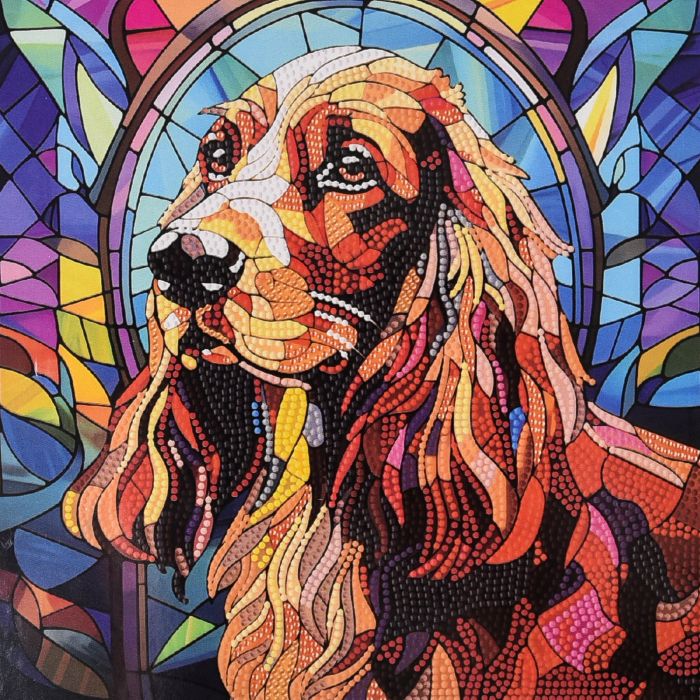 Алмазна мозаїка Strateg ПРЕМІУМ Вірний пес розміром 30х30 не повна викладка (DEEX16302)