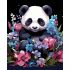 Картина за номерами Strateg ПРЕМІУМ Весняна панда на чорному фоні розміром 40х50 см (AH1203-17)