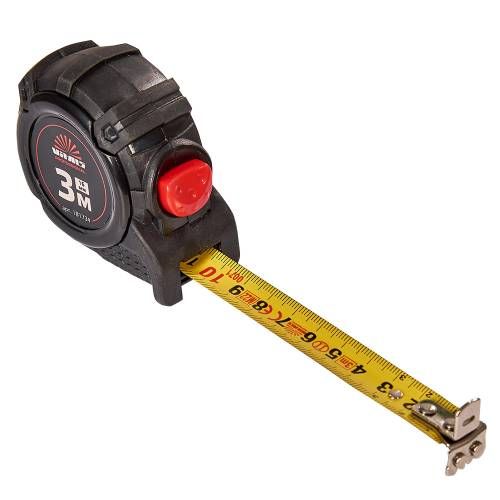 Будівельна рулетка гумова з нейлоновим покриттям полотна 3 м × 16 мм автостоп Vitals Professional
